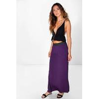 Jersey Contrast Waistband Maxi Skirt - purple