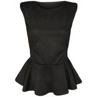 jennelle plain peplum sleeveless top black