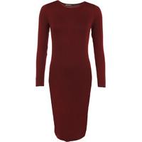 jen long sleeve bodycon midi dress wine