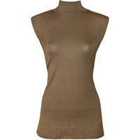 Jeanette Sleeveless Turtle Neck Top - Mocha