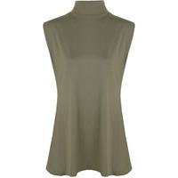 Jeanette Sleeveless Turtle Neck Top - Khaki