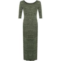 Jessa Knitted Side Slit Midi Dress - Green