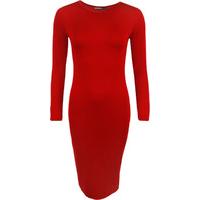 Jen Long Sleeve Bodycon Midi Dress - Red