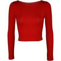Jeane Basic Long Sleeve Crop Top - Red