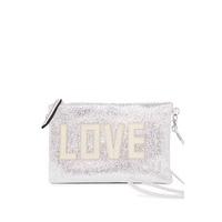 Jessica Silver Sparkle Love You Clutch Bag