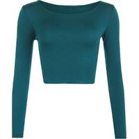 Jeane Basic Long Sleeve Crop Top - Teal