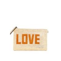 jessica gold sparkle love you clutch bag