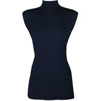 Jeanette Sleeveless Turtle Neck Top - Navy Blue