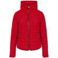 jenny funnel neck quilted jacket in crimson tokyo laundry