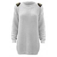 jeanie chunky knit shoulder stud jumper