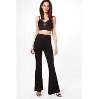 jersey flared trousers black