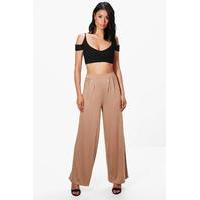 Jersey Wide Leg Floor Sweeping Trousers - sand