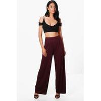 Jersey Wide Leg Floor Sweeping Trousers - plum