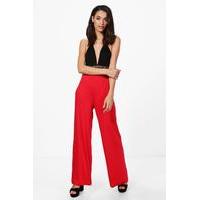 Jersey Wide Leg Floor Sweeping Trousers - red