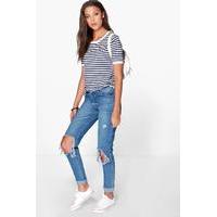 Jenny Open Knee Slim Leg Boyfriend Jean - blue