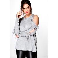 Jemima Open Shoulder Knitted Jumper - grey
