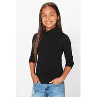 jersey polo neck top black