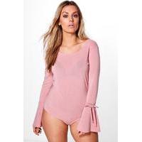 Jemma Tie Flute Sleeve Bodysuit - rose