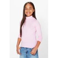 Jersey Polo Neck Top - soft pink