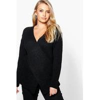 jessy rib knit cross front jumper black