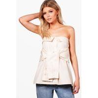 jen bandeau tie waist button top sand