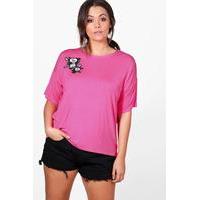 jemima floral applique basic tee cerise