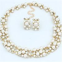 jewelry set drop earrings pearl necklace fashion european bridal elega ...