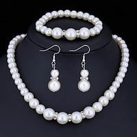 Jewelry Set Crystal Imitation Pearl Alloy Silver Color Necklace 1 Necklace 1 Pair of Earrings 1 Bracelet ForWedding Party Special