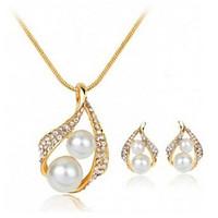 Jewelry Set Rhinestone Basic Imitation Pearl Rhinestone Alloy Drop 1 Necklace 1 Pair of Earrings For Wedding Party Special Occasion