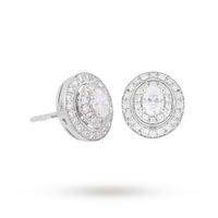 Jenny Packham 18ct White & Rose Gold 0.45ct Oval Cut Double Halo Diamond Earrings