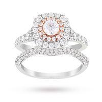 Jenny Packham Brilliant Cut 1.18 Carat Total Weight Bridal Set in 18 Carat White and Rose Gold - Ring Size O