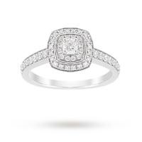 Jenny Packham Cushion Cut 0.70 Carat Total Weight Double Halo Diamond Ring in 18 Carat White & Rose Gold - Ring Size O