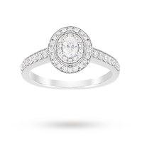 Jenny Packham Oval Cut 0.70 Carat Total Weight Double Halo Diamond Ring in 18 Carat White & Rose Gold - Ring Size K