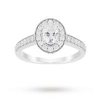 Jenny Packham Oval Cut 0.85 Carat Total Weight Halo Diamond Ring in Platinum - Ring Size O