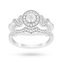 Jenny Packham Brilliant Cut 0.56 Carat Total Weight Diamond Bridal Set Ring in 18 Carat White Gold - Ring Size P