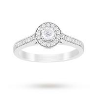 Jenny Packham Brilliant Cut 0.35 Carat Total Weight Halo Diamond Ring in Platinum - Ring Size L