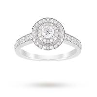 Jenny Packham Brilliant Cut 0.70 Carat Total Weight Double Halo Diamond Ring in Platinum - Ring Size K