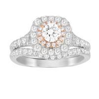 Jenny Packham Brilliant Cut 1.18 Carat Total Weight Bridal Set in Platinum and Rose Gold - Ring Size M