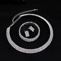 Jewelry Set Stud Earrings Choker Necklaces Tennis Bracelet Fashion Bridal Elegant Imitation Diamond Circle for Wedding Party Daily Gift