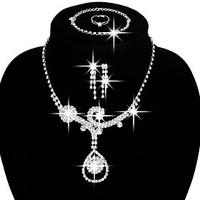 jewelry set includewomen necklaceearringsrings bracletssilver plated p ...