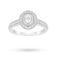 Jenny Packham Oval Cut 0.70 Carat Total Weight Double Halo Diamond Ring in 18 Carat White Gold - Ring Size O