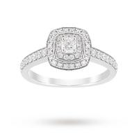 Jenny Packham Cushion Cut 0.70 Carat Total Weight Double Halo Diamond Ring in 18 Carat White Gold - Ring Size M