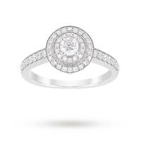 Jenny Packham Brilliant Cut 0.70 Carat Total Weight Double Halo Diamond Ring in 18 Carat White Gold - Ring Size J