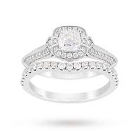 Jenny Packham Cushion Cut 1.32 Carat Total Weight Diamond Bridal Set in 18 Carat White Gold - Ring Size P