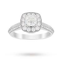 Jenny Packham Cushion Cut 0.95 Carat Total Weight Halo Diamond Ring in 18 Carat White Gold - Ring Size N