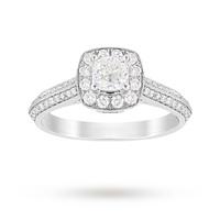 Jenny Packham Cushion Cut 0.70 Carat Total Weight Halo Diamond Ring in 18 Carat White Gold - Ring Size N