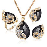 Jewelry 1 Necklace 1 Pair of Earrings Rings 1 Package Diamond Sapphire Emerald Crystal Wedding Party Crystal Alloy Rhinestone Gold Plated