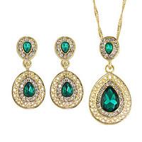 Jewelry 1 Necklace 1 Pair of Earrings Rhinestone Party Daily Casual 1set Women Gold Wedding Gifts