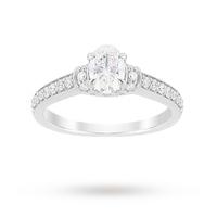 Jenny Packham Oval Cut 1.14 Carat Total Weight Diamond Art Deco Style Ring in Platinum - Ring Size P