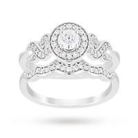 Jenny Packham Brilliant Cut 0.56 Carat Total Weight Diamond Bridal Set Ring in Platinum - Ring Size I.5